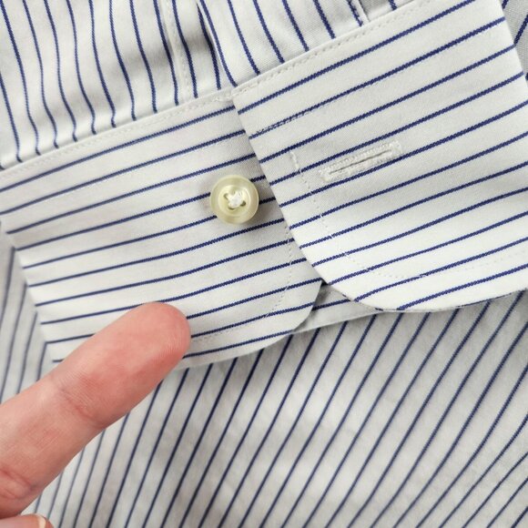 Brooks Brothers Non-Iron Blue 16 36 Cotton Point Slim Striped Shirt Button Up - Picture 11 of 16